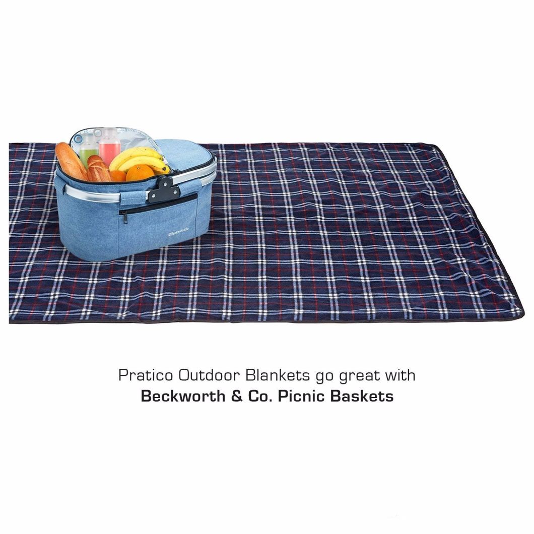 100 Polyester Plaid Portable Extra Large Polar Fleece Picnic Blanket