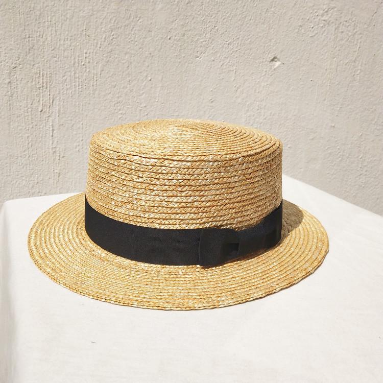 Lady Summer Panama Flat Top Straw Boater Hat with Ribbon Buy Straw